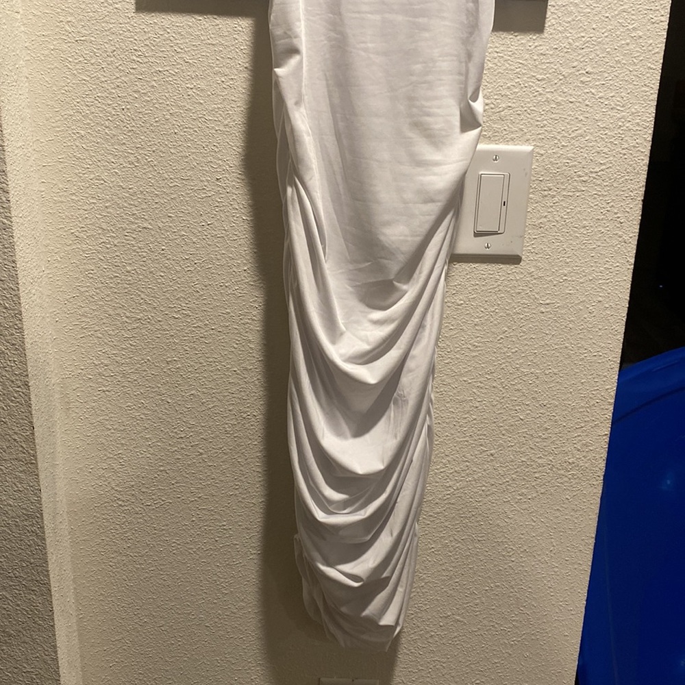 White Ruched Tank Dress - Picture 3 of 3
